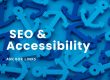 Blog article featured image with text saying, Anchor Links - SEO and Accessibility. Background is blue featuring flat cut-out wooden anchors scattered across the image in different directions, in a further two shades of blue.